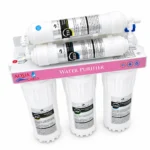 ម៉ាស៊ីនចម្រោះទឹក Aqua Cares UF-06 ចំនួន 6 ដំណាក់កាល បង្ហាញសំបកតម្រង និងស្នូលតម្រង Inline