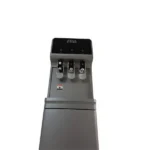 Front detail of the grey INV-LS-31-GRO standing RO water purifier and three dispensing taps