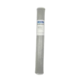 FLT-CTO-20 20-inch CTO carbon-block cartridge, front view, with mesh covering and white end caps