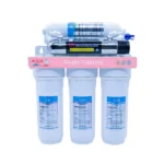 Aqua Cares UF-06-UV water purifier with white filter housings and UV sterilizer